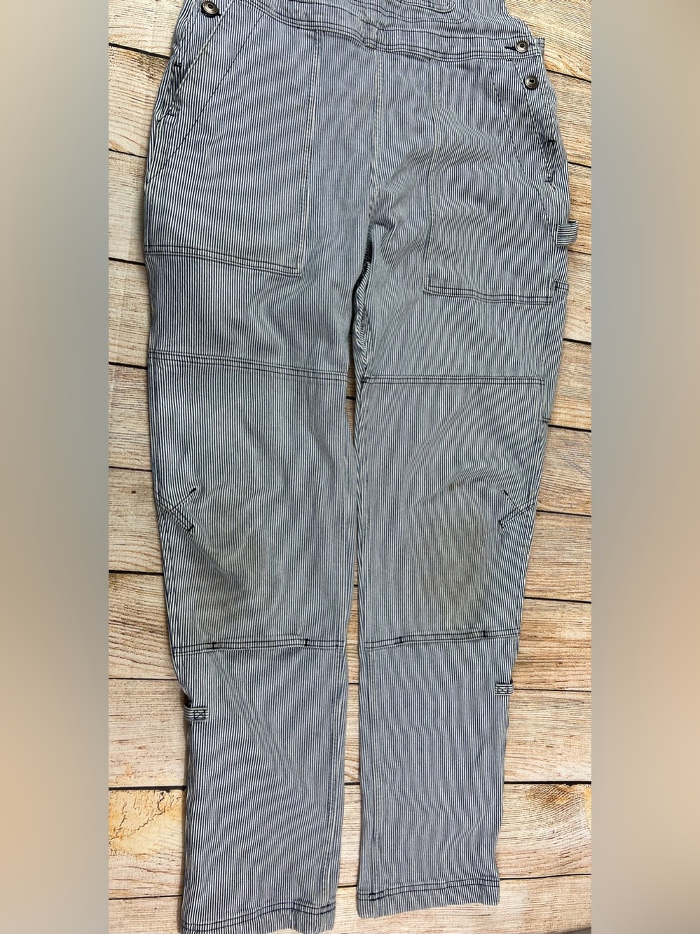 Women’s Duluth Trading Overalls Size Mx33 Rootstock Engineer Striped Gardening - Picture 2 of 13